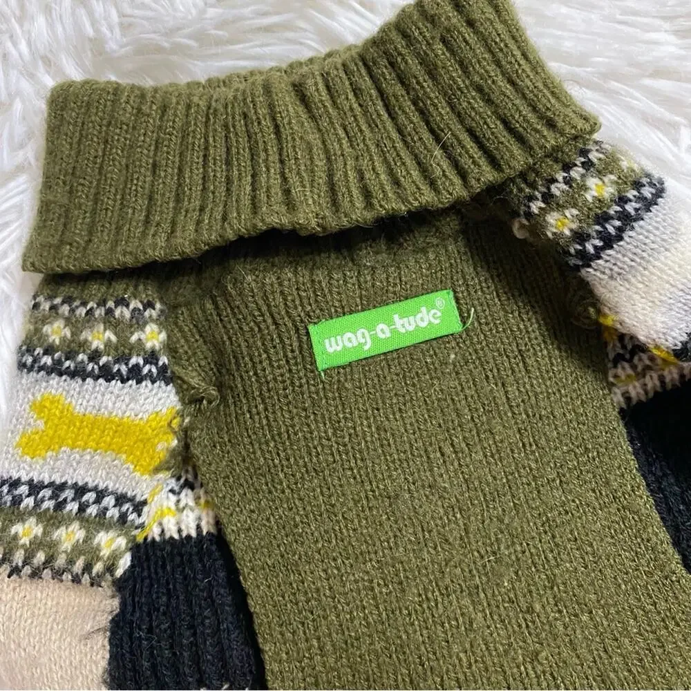 WAG-A-Tude • Dog Bone Print Knit Winter Sweater Costume